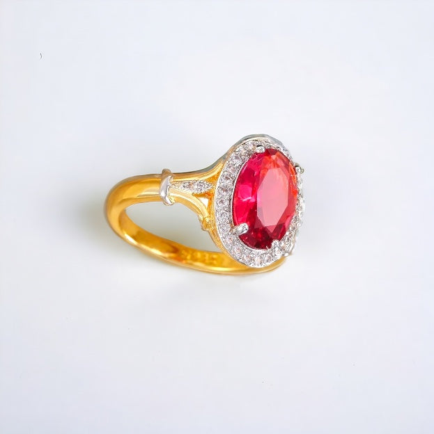 Rose Red CZ Oval Ring