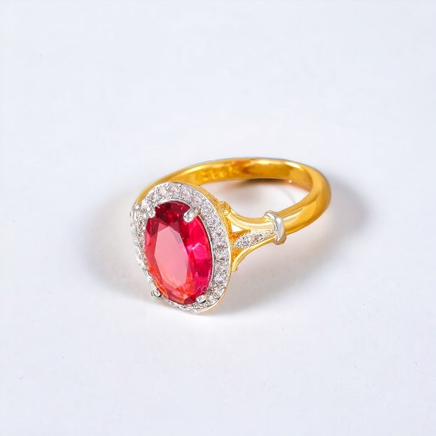 Rose Red CZ Oval Ring