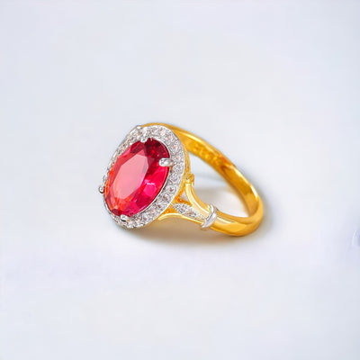 Rose Red CZ Oval Ring