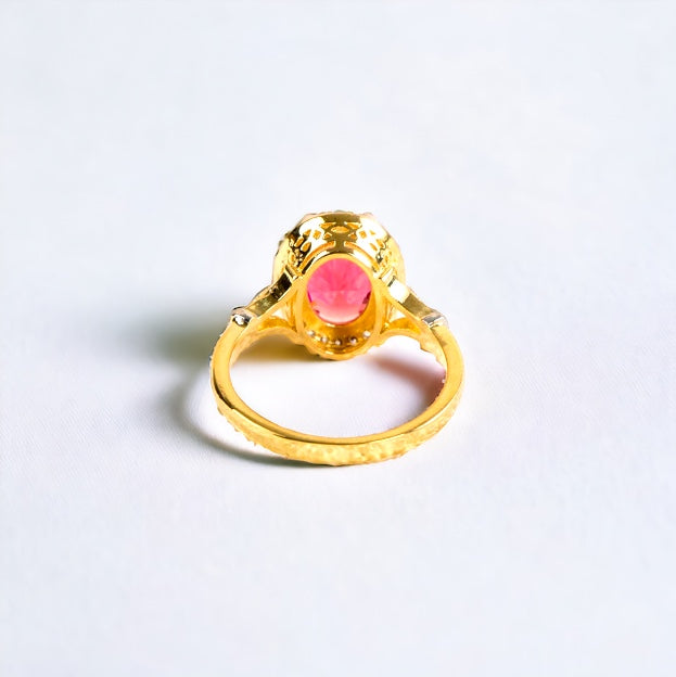 Rose Red CZ Oval Ring