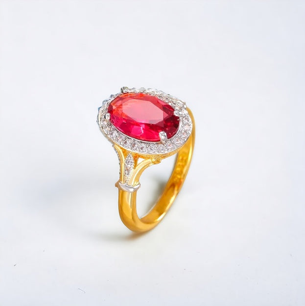 Rose Red CZ Oval Ring